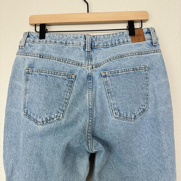 ZARA Womens Light Wash High-Rise Jean Straight Leg Distressed Raw Hem Size 8 - Picture 6 of 7